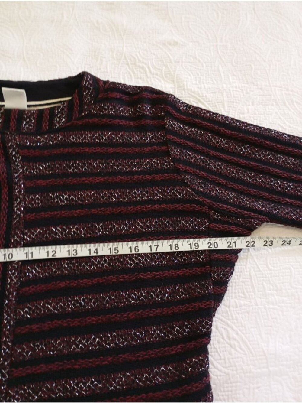 Anthropologie Akemi & Kin Striped Burgundy Black Metallic Knit Top S Womens - Picture 9 of 11